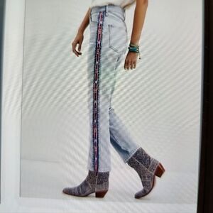 Pilcro Anthropologie High Rise Aztec Southwestern Side Side Stripejeans Sz 31